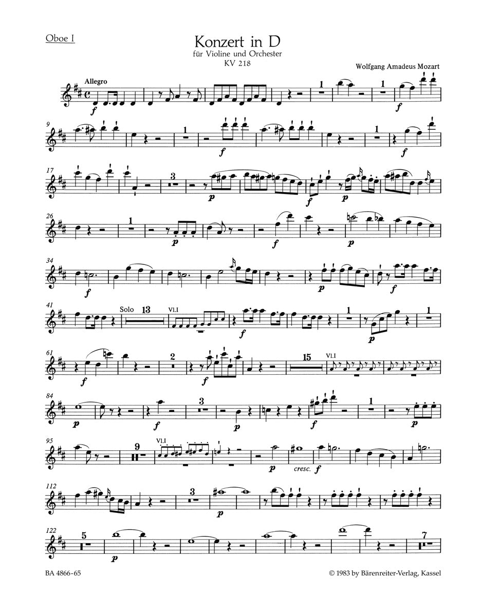 Hej Fortæl mig revolution Mozart: Violin Concerto No. 4 in D Major, K. 218 - Ficks Music