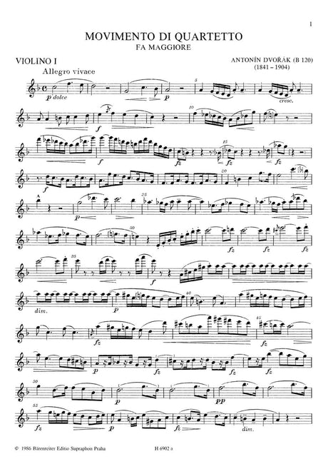Dvořák: String Quartet Movement in F Major