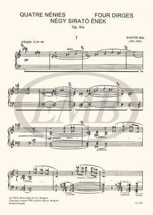 Bartók: 4 Dirges, Sz. 45, Op. 9a