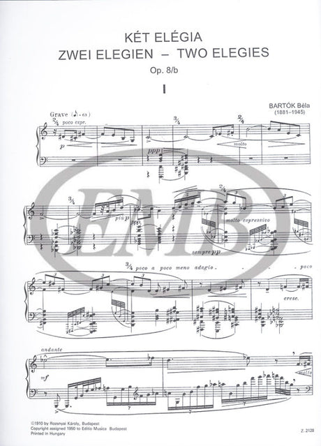 Bartók: 2 Elegies, Op. 8b
