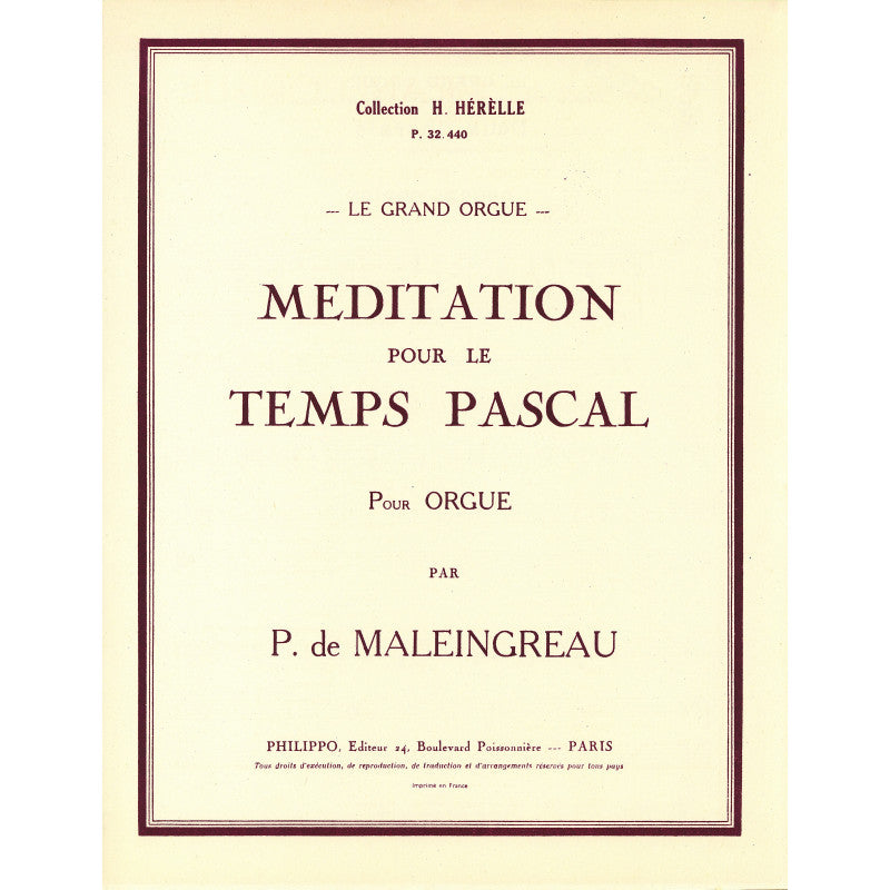 Maleingreau: Méditation pour le temps pascal, Op. 35