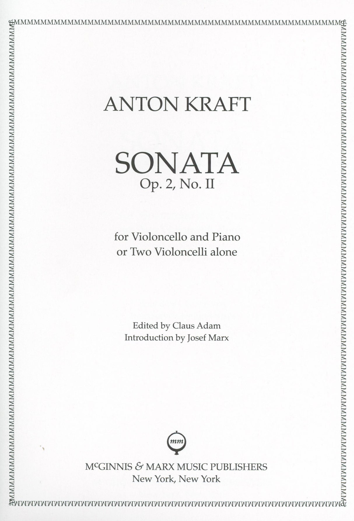 Kraft: Cello Sonata, Op. 2, No. 2