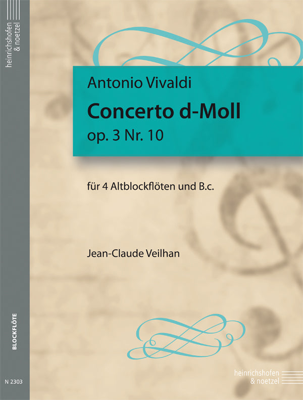 Vivaldi: Concerto in D Minor, RV 580, Op. 3, No. 10 (arr. for recorder quartet & basso continuo)