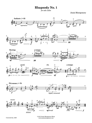 Montgomery: Rhapsody No. 1 for Solo Violin
