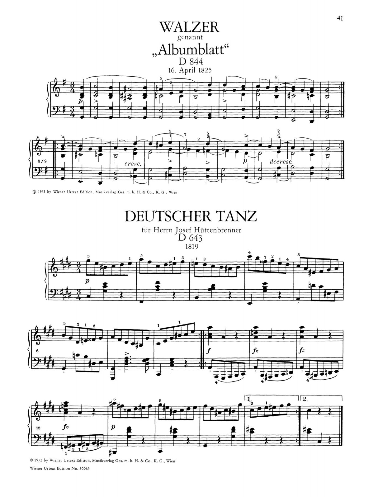 Schubert: Selected Waltzes and German Dances