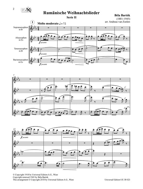 Bartók: Romanian Christmas Carols (arr. for sax quartet)
