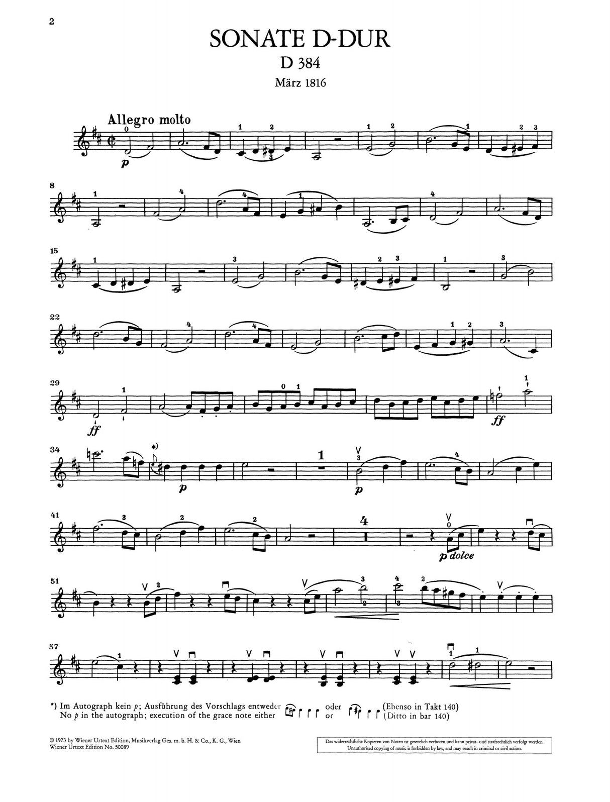 Schubert: Violin Sonatina in D Major, D 384, Op. 137, No. 1